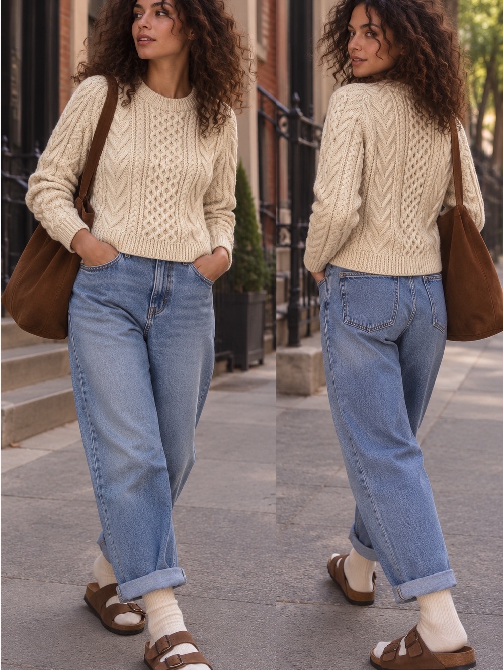 Vintage cable knit winter cream sweater size small